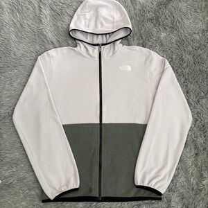 The North Face Fleece Hooded Zip Up Jacket Light Purple Gray Girls Youth XL